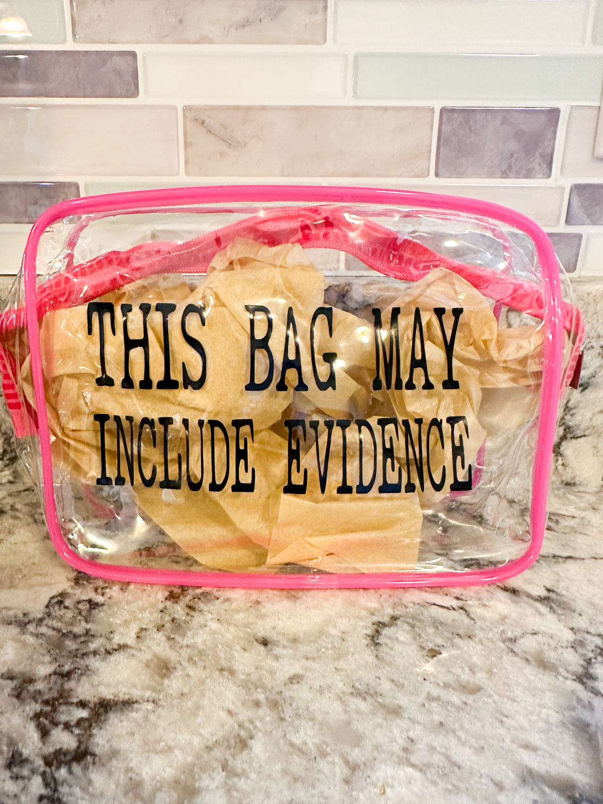 “This Bag May Include Evidence” True Crime Gift Set | Funny Cosmetic Bag for Crime Lovers