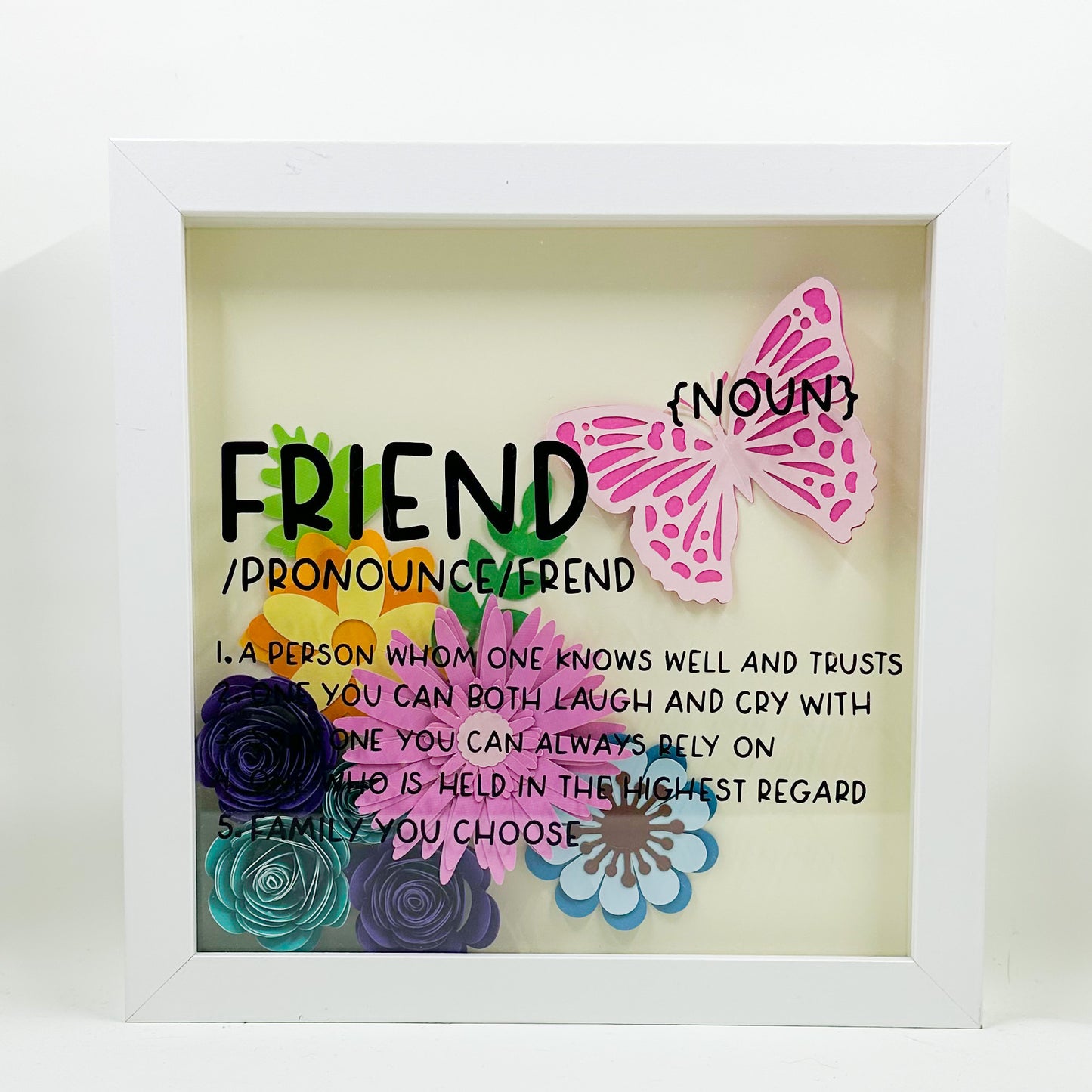 Friend Definition Shadow Box – Paper Flower Art Gift