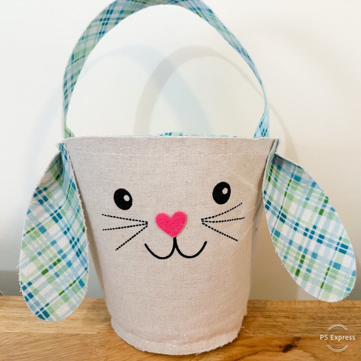 Personalized Canvas Bunny Easter Basket – Custom Name with Bunny Ears