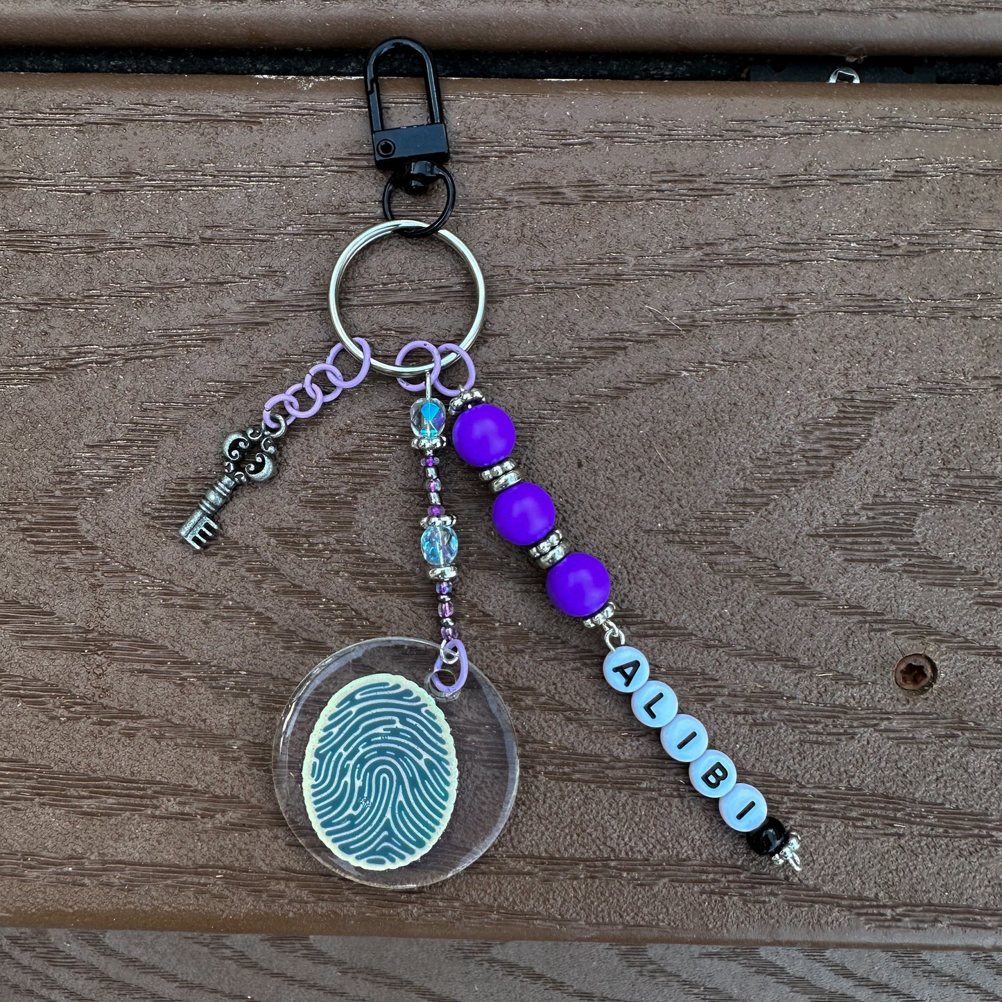 True Crime Alibi Charm | Fingerprint Purse Charm & Keychain Accessory