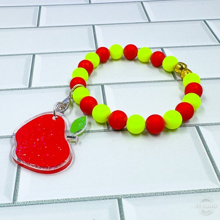 Personalized Apple Beaded Bracelet – Teacher Gift