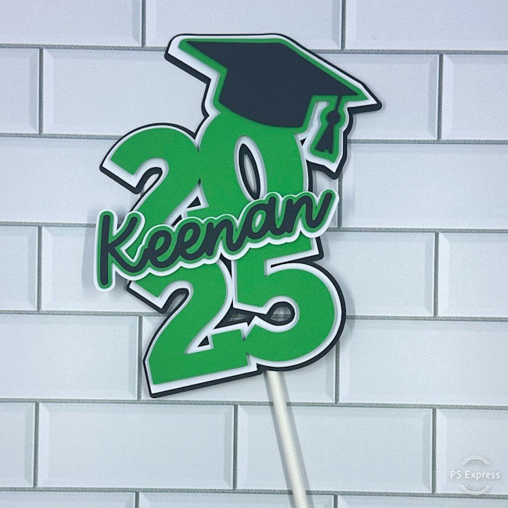 Personalized 2025 Graduation Cake Topper – Custom Multi-Layered with School Colors