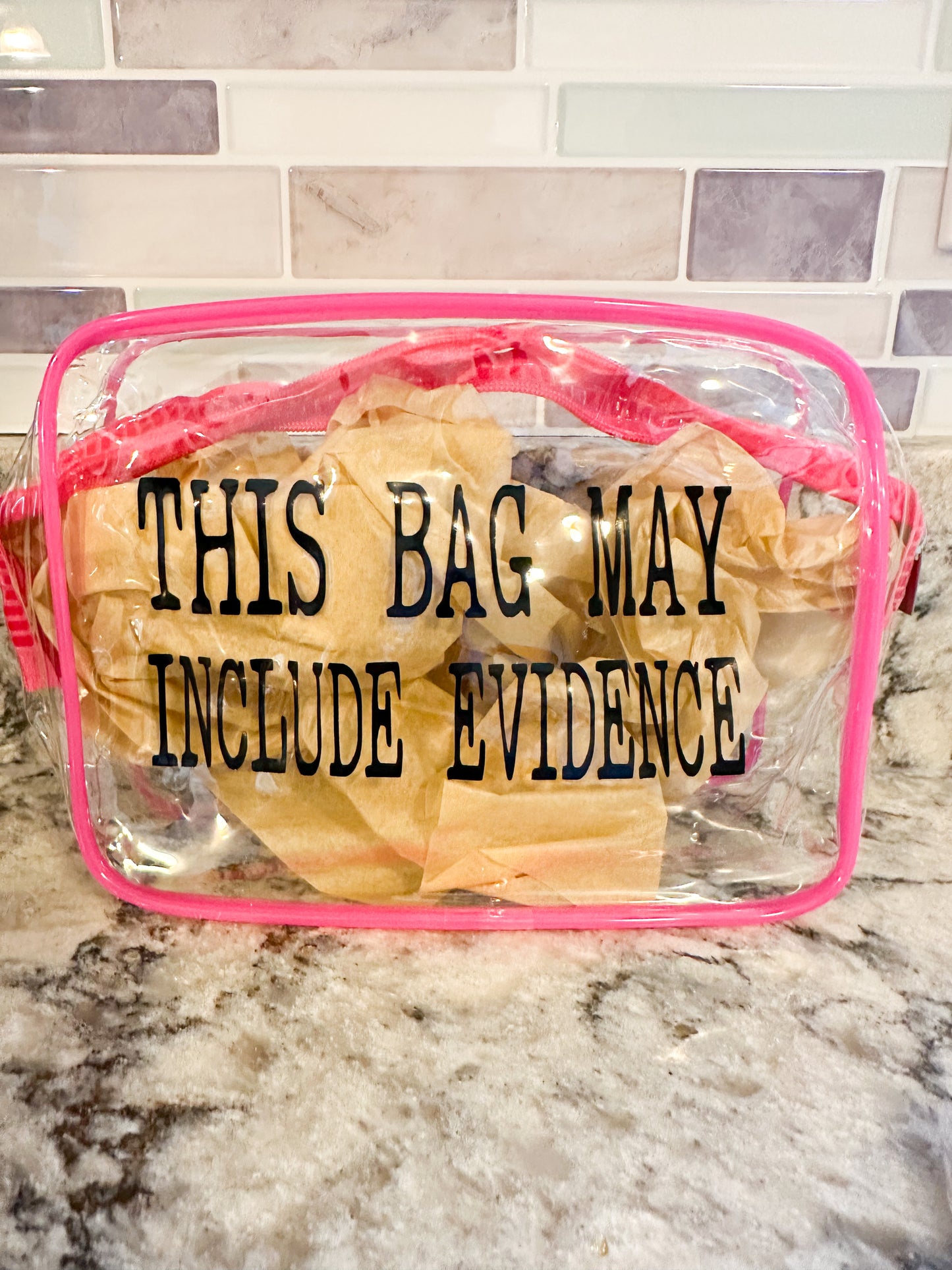 “This Bag May Include Evidence” True Crime Gift Set | Funny Cosmetic Bag for Crime Lovers