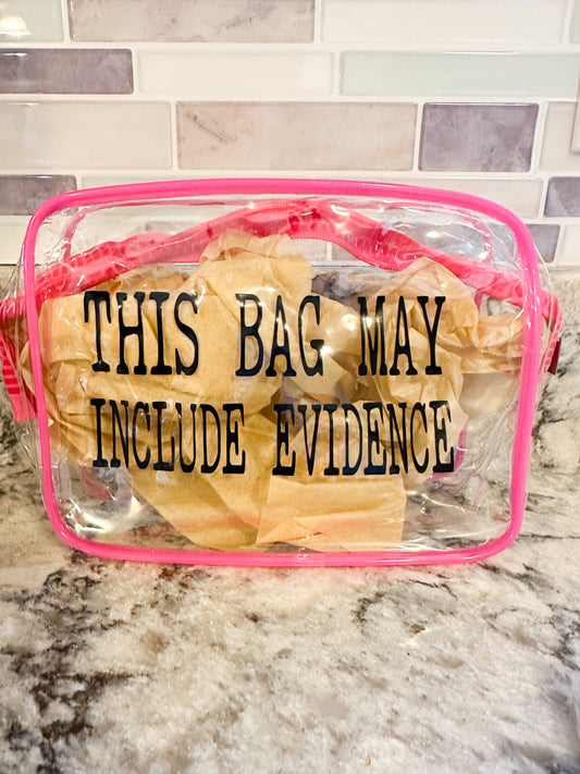 “This Bag May Include Evidence” True Crime Gift Set | Funny Cosmetic Bag for Crime Lovers