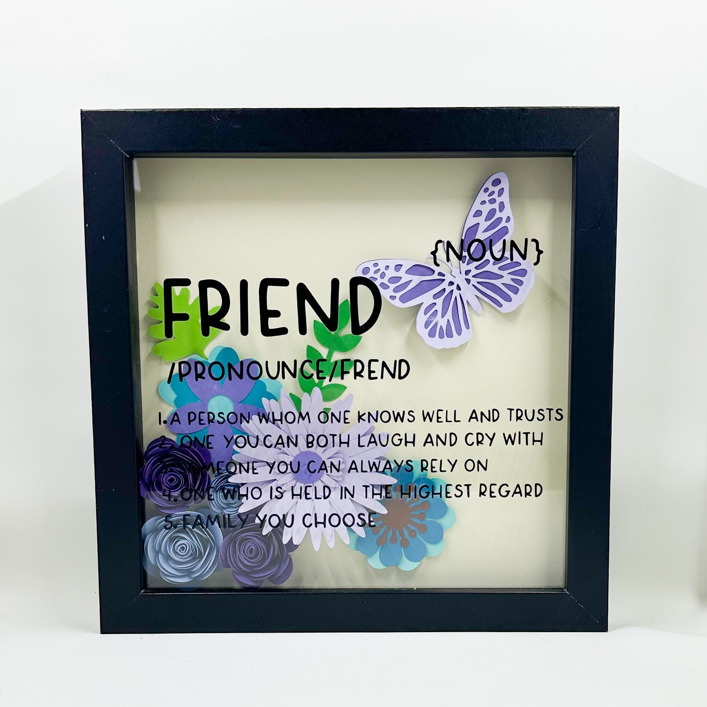 Friend Definition Shadow Box – Paper Flower Art Gift
