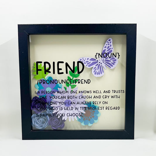 Friend Definition Shadow Box – Paper Flower Art Gift