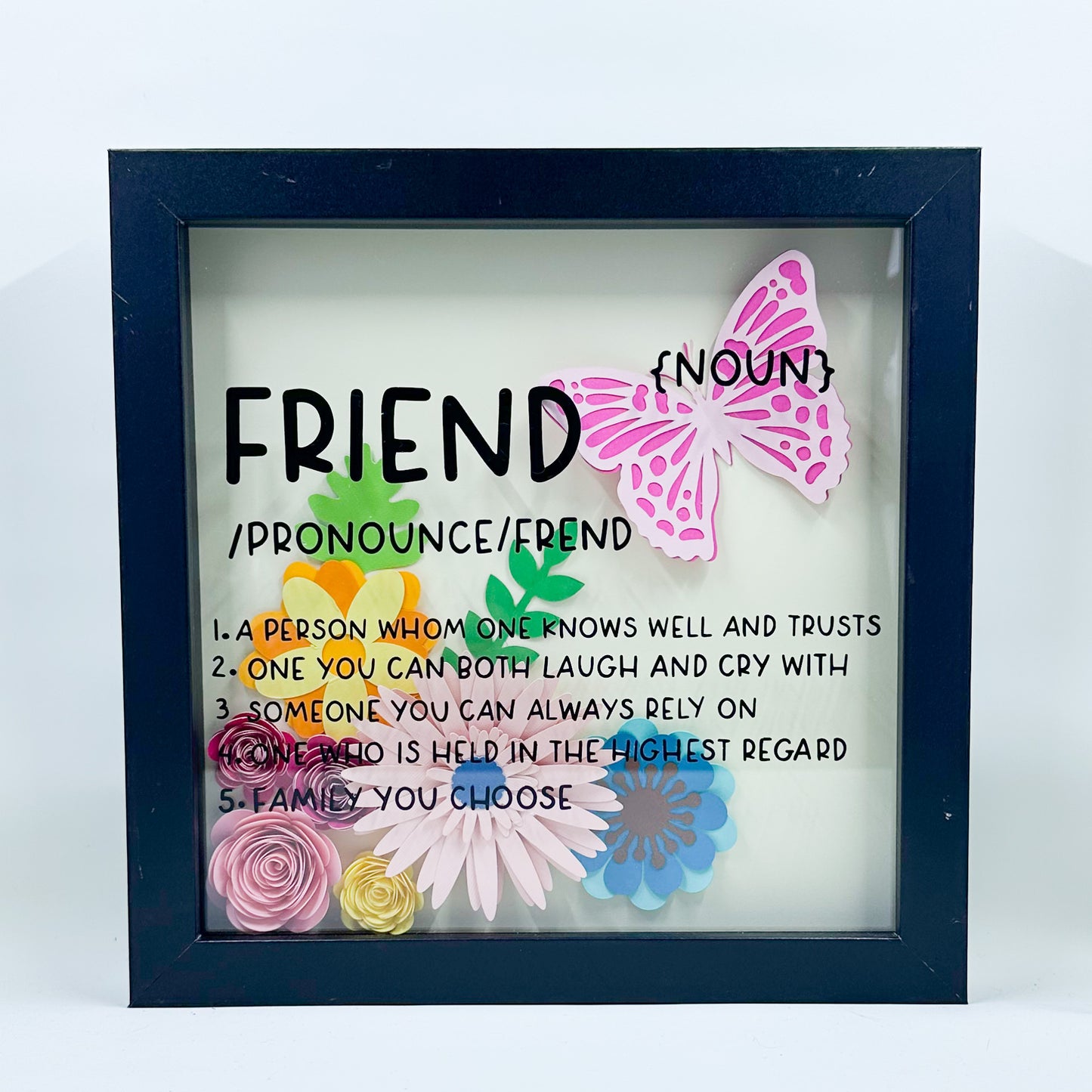 Friend Definition Shadow Box – Paper Flower Art Gift