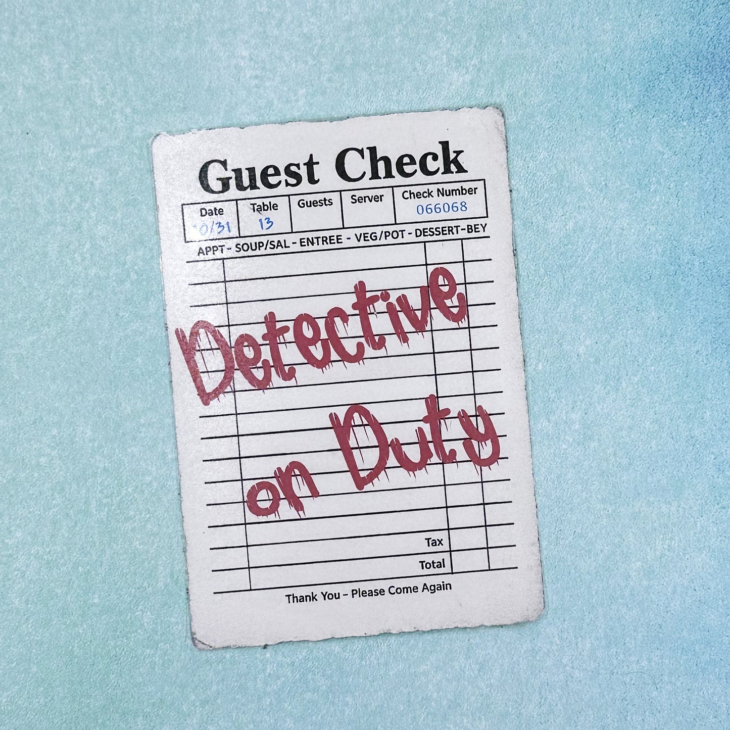 True Crime Guest Check Bookmark