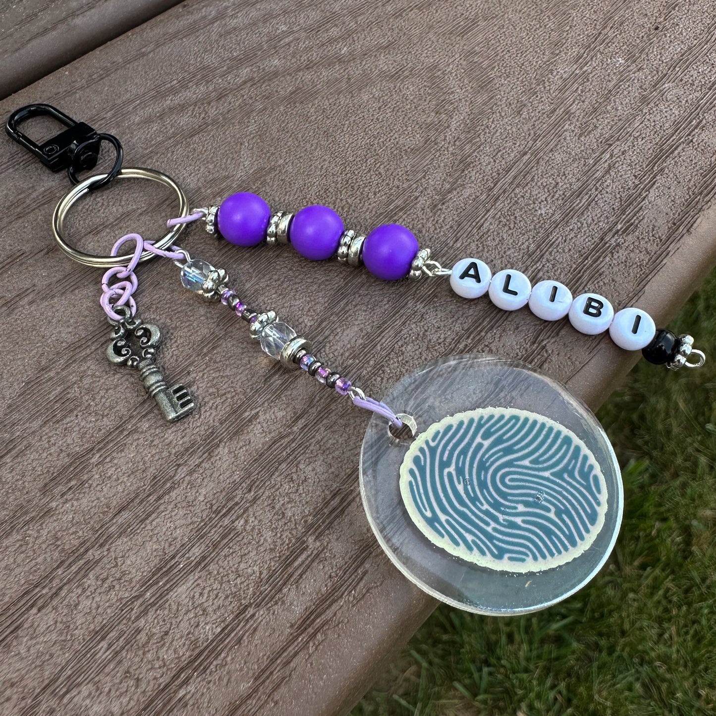 True Crime Alibi Charm | Fingerprint Purse Charm & Keychain Accessory