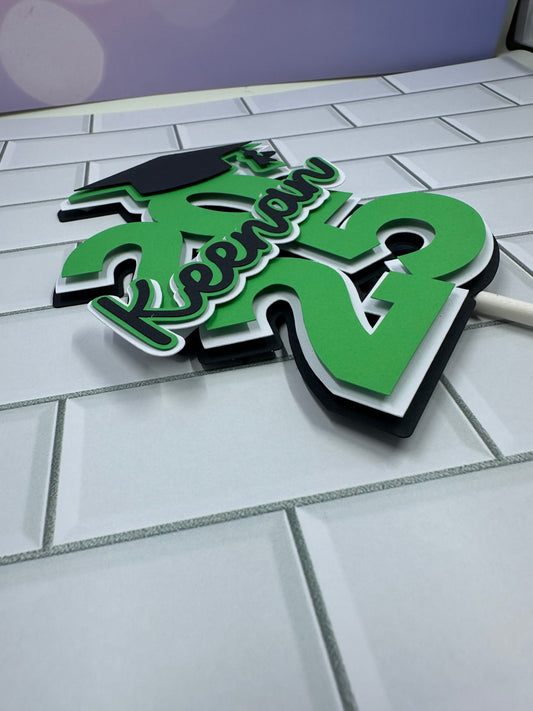 Personalized 2025 Graduation Cake Topper – Custom Multi-Layered with School Colors