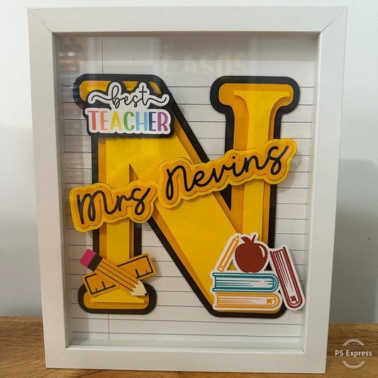 Personalized Teacher Appreciation 3D Frame – Custom Name & School Decor