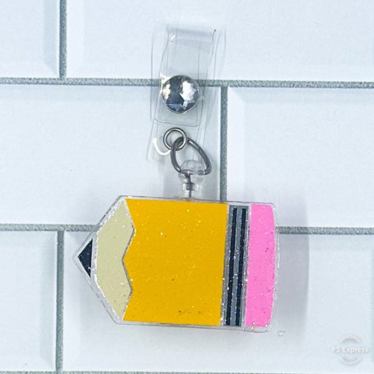 Personalized Pencil Badge Reel – Custom Teacher Name ID Holder