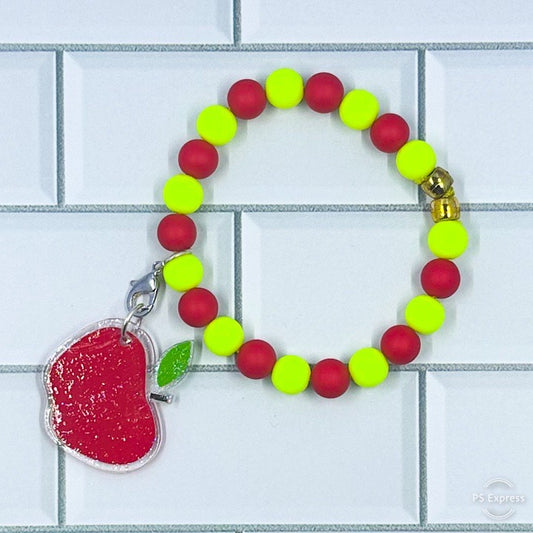 Personalized Apple Beaded Bracelet – Teacher Gift