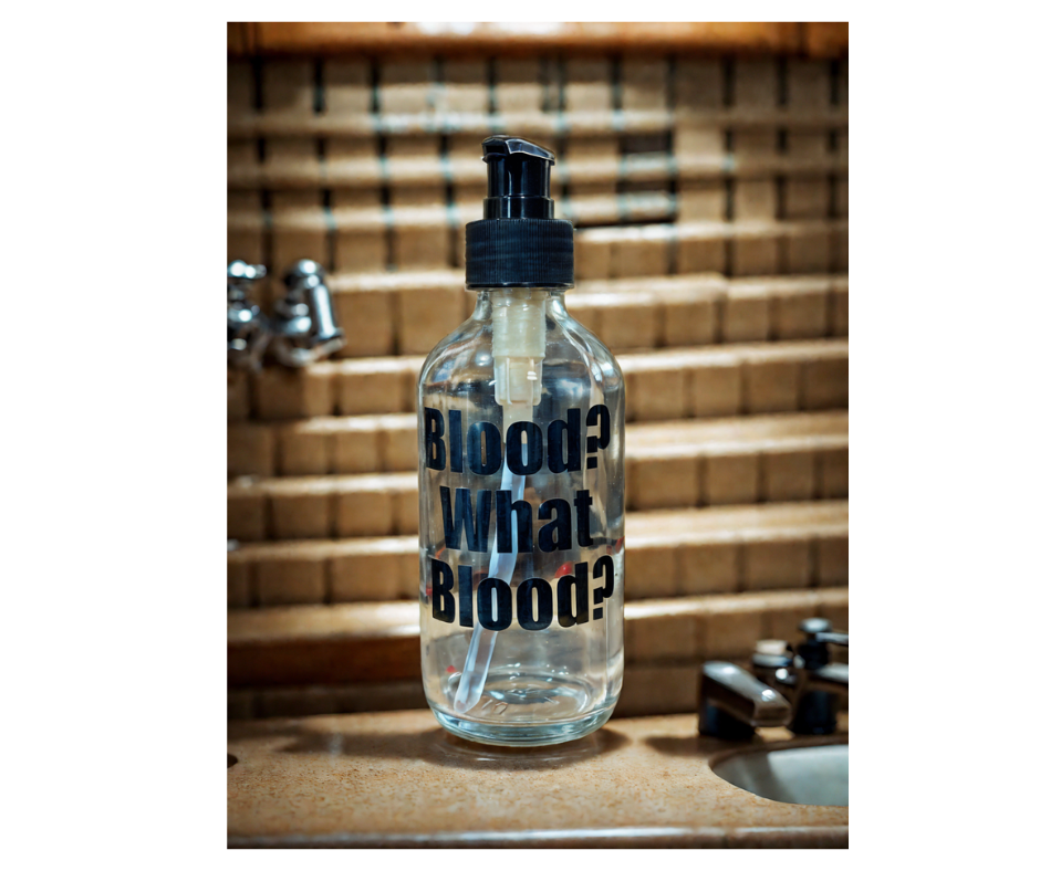 True Crime Soap Dispensers – “Evidence Cleaner,” “Totally Not Poison,” “Blood? What Blood?” – Funny Bathroom Decor