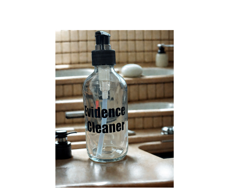 True Crime Soap Dispensers – “Evidence Cleaner,” “Totally Not Poison,” “Blood? What Blood?” – Funny Bathroom Decor