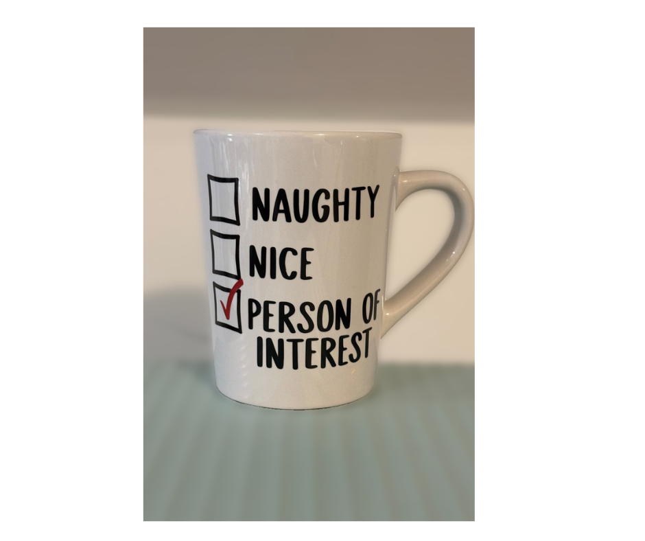 Nice Naughty Person of Interest Mug – Funny True Crime Coffee Cup