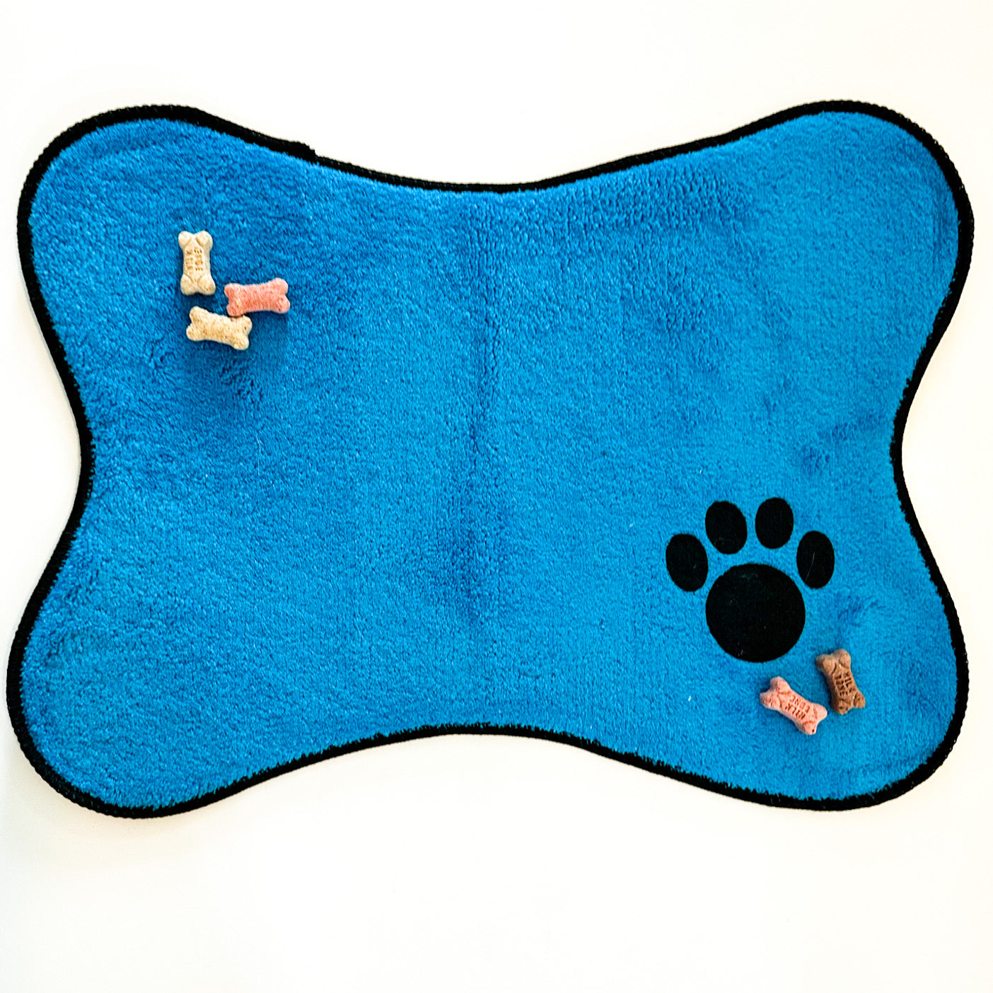 Bone Shape Feeding Mat Buffalo Plaid Blue And Black, Mat For Dog Bowls –  Puppana